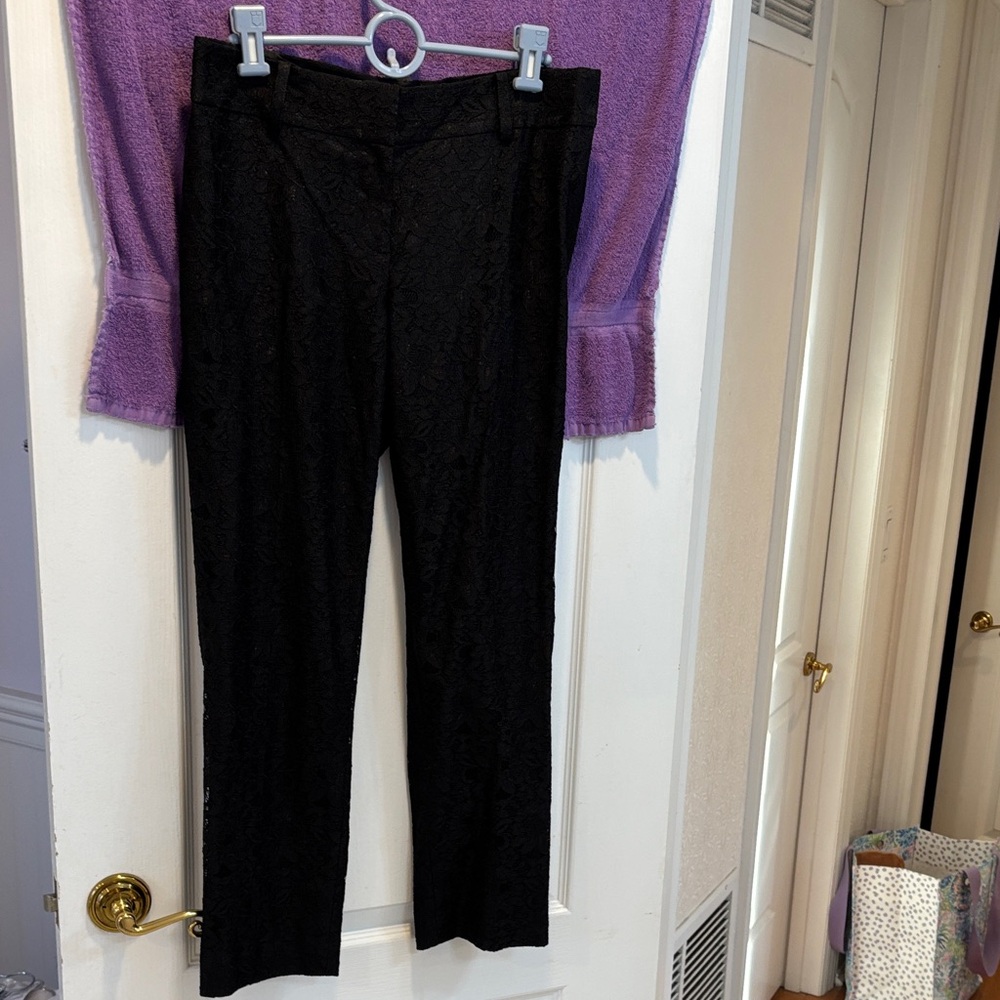 NWT Ann Taylor Black Lace Straight Leg Pants